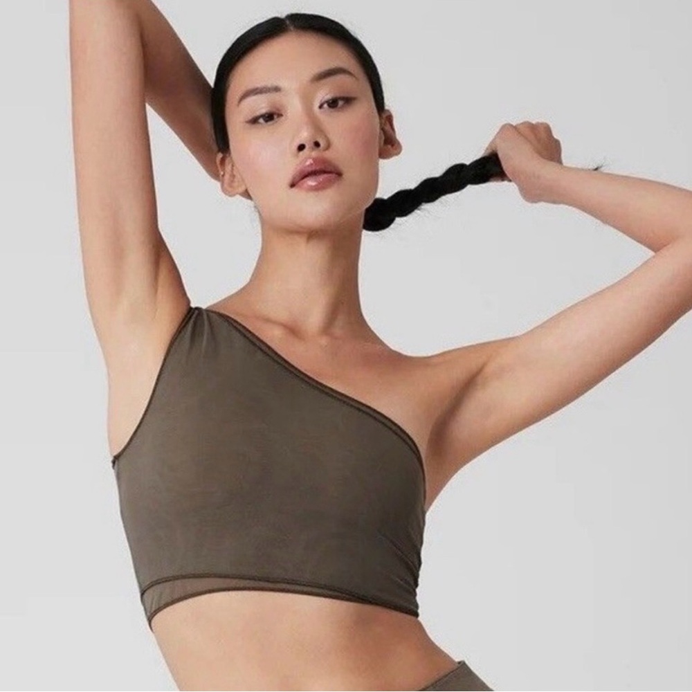 ALO Yoga Olive Tree Mesh Sheer Illusion Tank